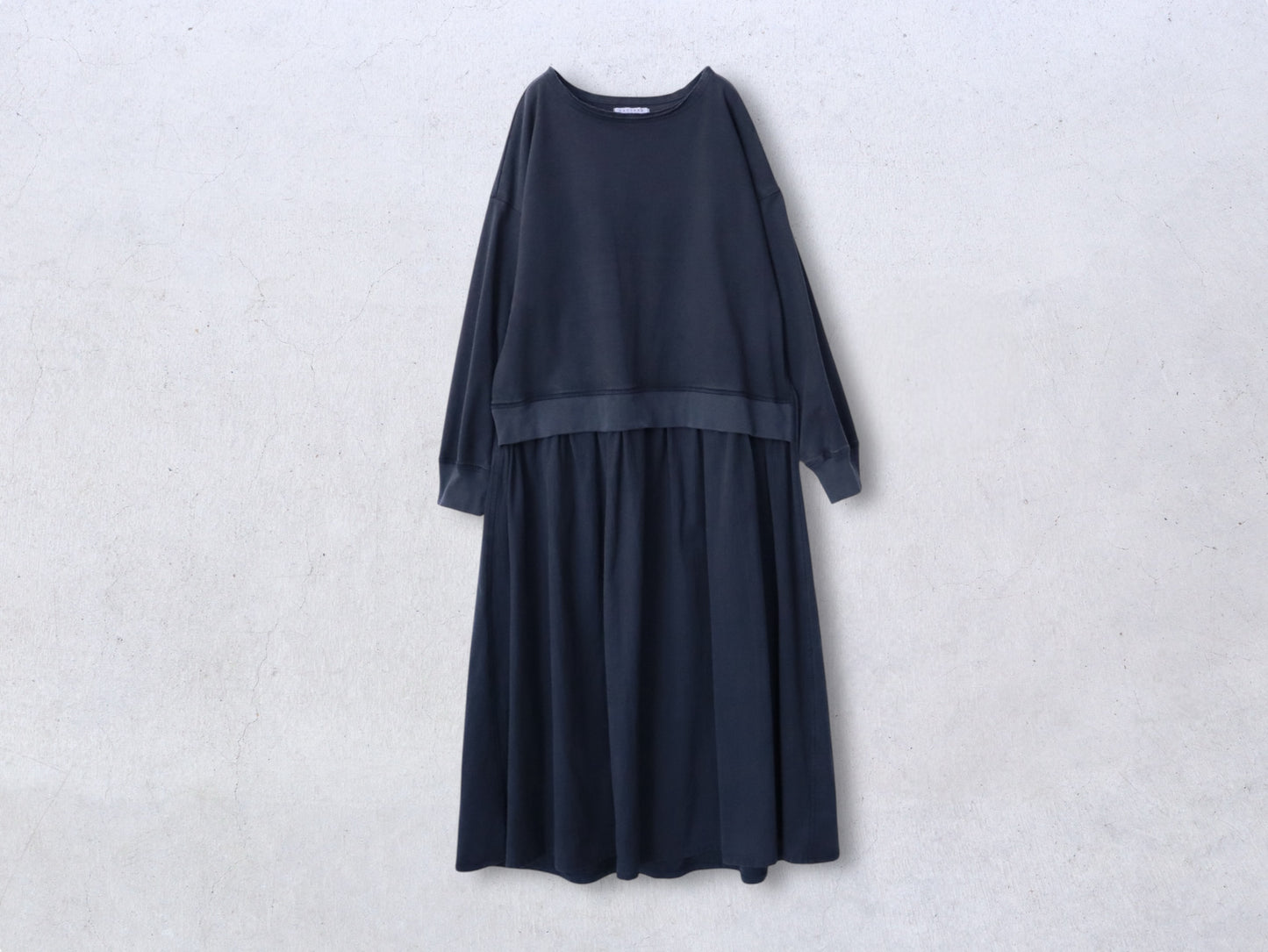 綿カットソー×綿40/2 ドッキングワンピース