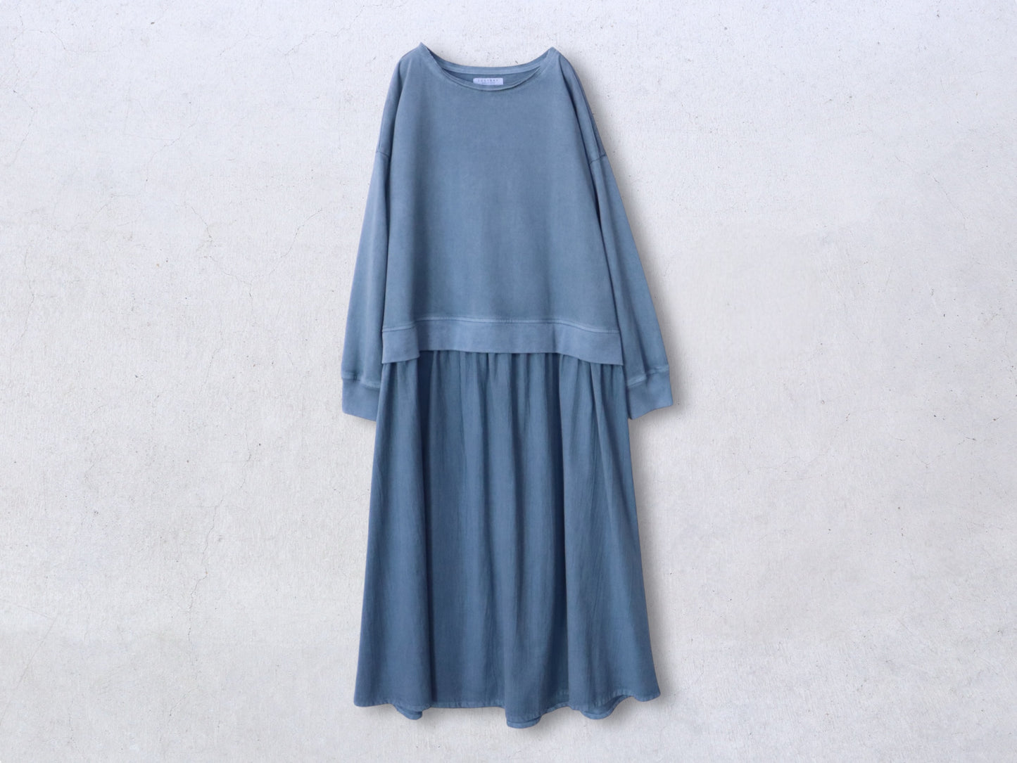 綿カットソー×綿40/2 ドッキングワンピース
