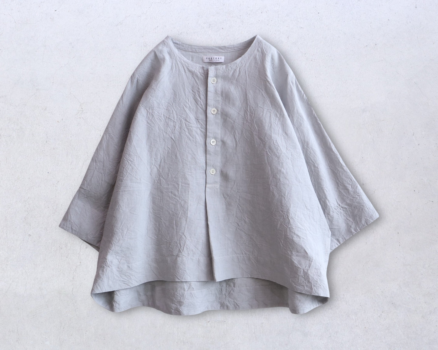 【NEW】アイリッシュリネン シワ加工 プルオーバードルマンブラウス