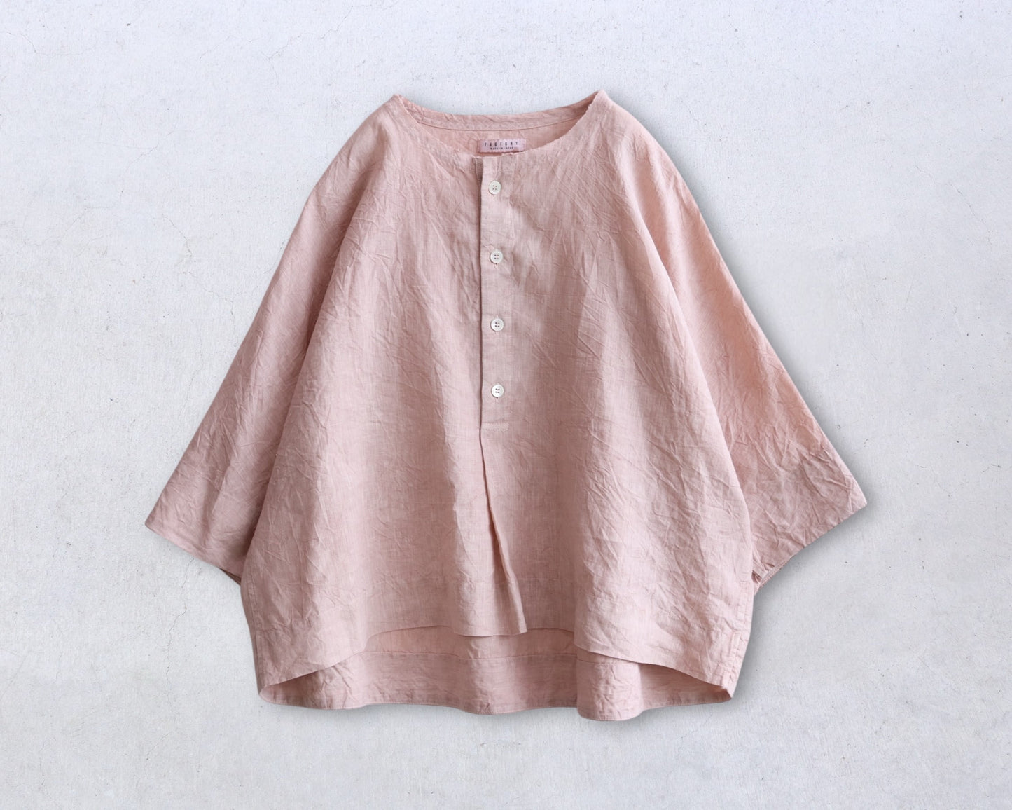 【NEW】アイリッシュリネン シワ加工 プルオーバードルマンブラウス