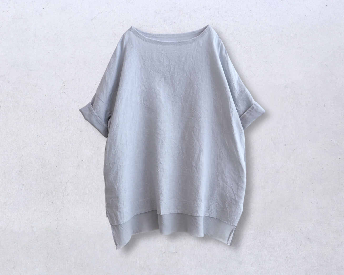 アイリッシュリネン シワ加工 チュニックブラウス