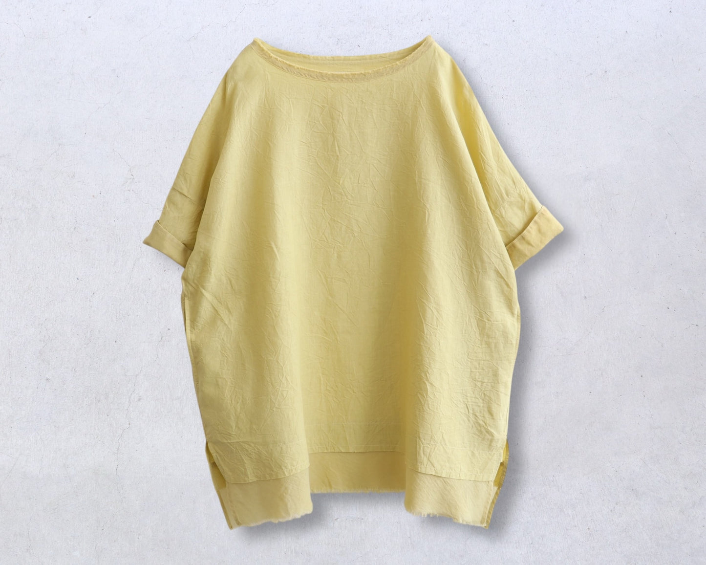 アイリッシュリネン シワ加工 チュニックブラウス