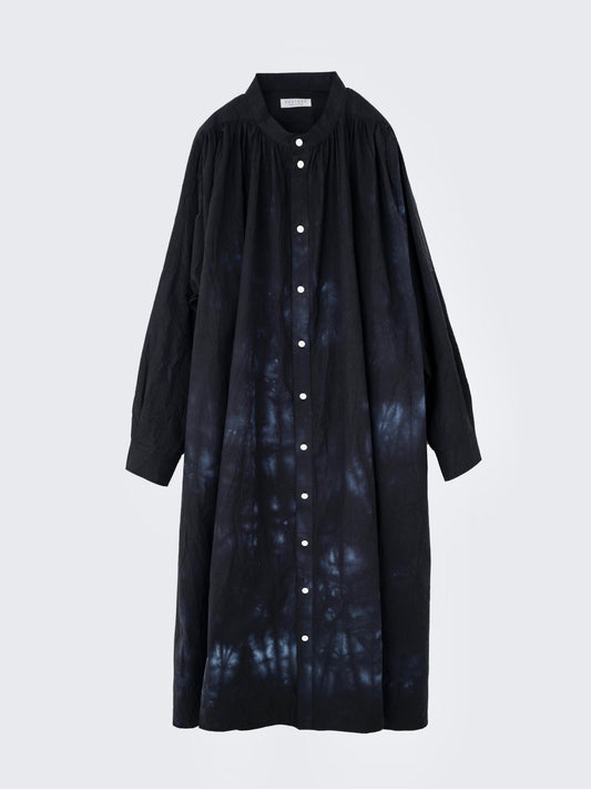 23AW｜D-03｜綿 近江晒 ギャザー Shirt Dress〈UNIQUE〉