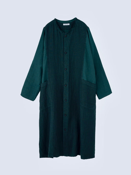 23AW｜D-02｜綿麻Wガーゼ ドッキング Dress〈COZY〉