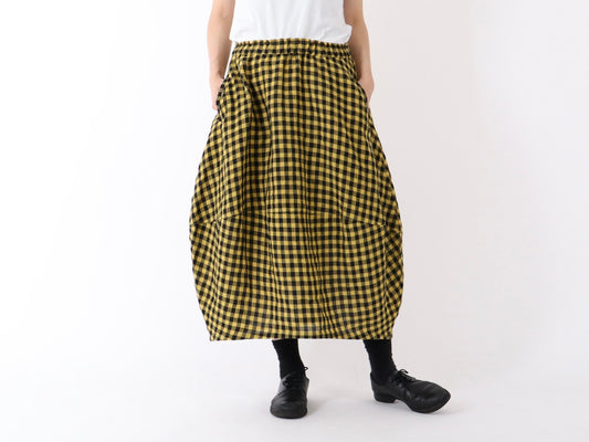 23SS｜S-07｜ベルギーリネン ギンガムチェック バルーン Skirt