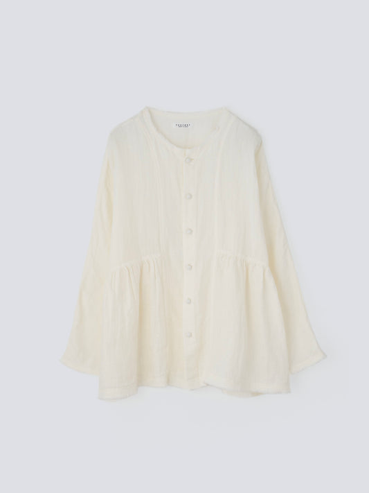 23AW｜B-04｜綿麻Wガーゼ ドルマンギャザー Blouse〈COZY〉