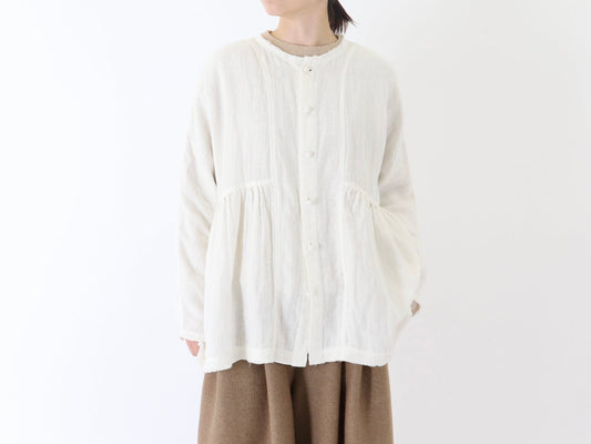 23AW｜B-04｜綿麻Wガーゼ ドルマンギャザー Blouse〈COZY〉