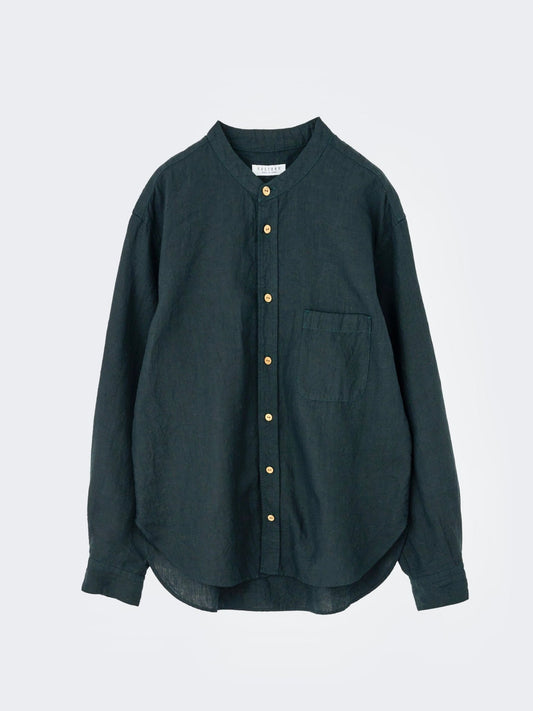 23AW｜B-09｜麻 シワ加工 スタンドカラー Shirt〈UNIQUE〉