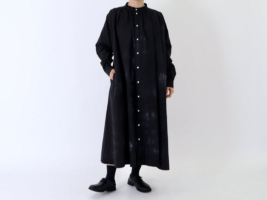 23AW｜D-03｜綿 近江晒 ギャザー Shirt Dress〈UNIQUE〉