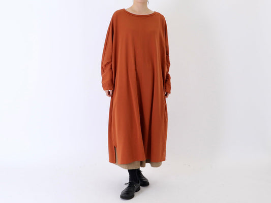 23AW｜T-02｜綿 スムース モモンガ cut and sew dress〈COZY〉